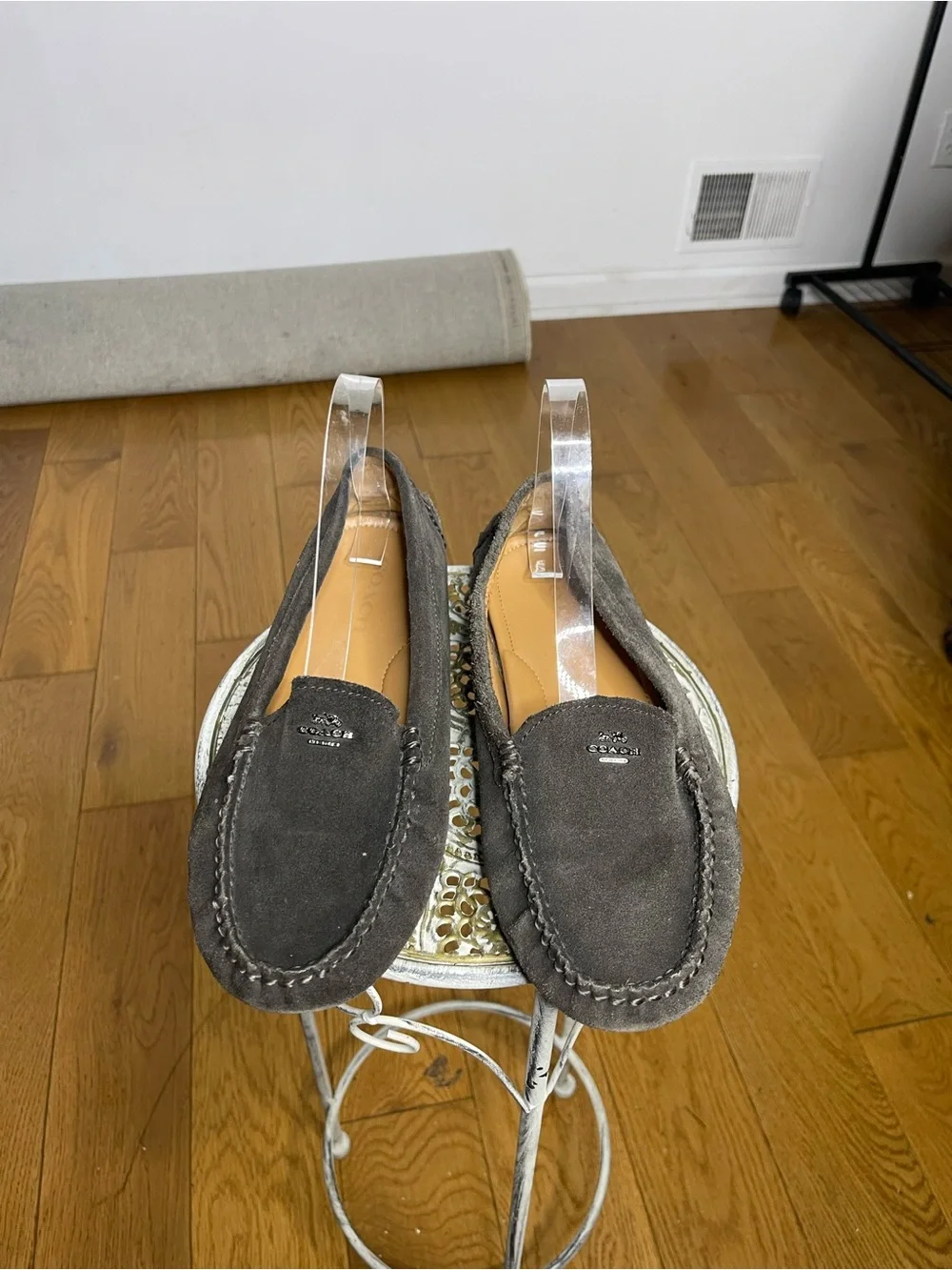 Coach Women's Charcoal Suede Moccasin Loafers